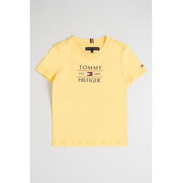 Tricou de bumbac cu decolteu la baza gatului