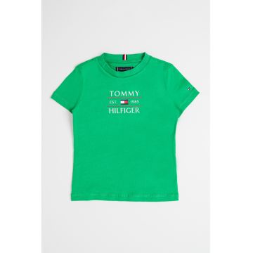 Tricou de bumbac cu decolteu la baza gatului