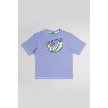 Tricou de bumbac cu decolteu la baza gatului