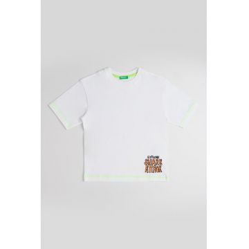 Tricou de bumbac cu decolteu la baza gatului