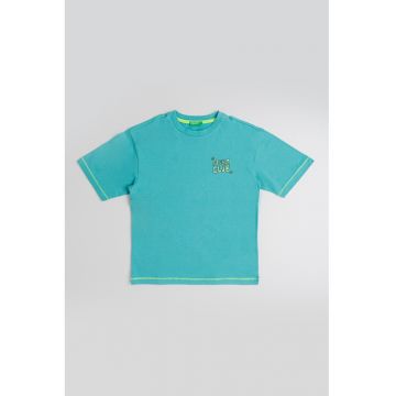 Tricou de bumbac cu decolteu la baza gatului
