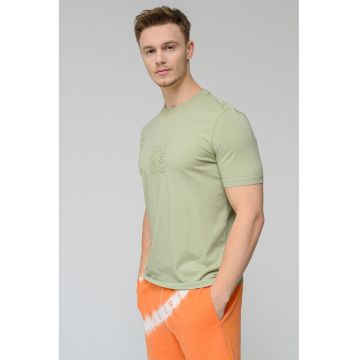 Tricou de bumbac cu decolteu la baza gatului