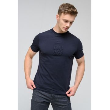 Tricou de bumbac cu decolteu la baza gatului