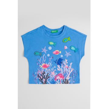 Tricou de bumbac cu detalii crosetate