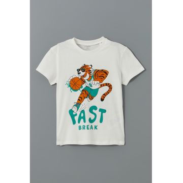 Tricou de bumbac cu imprimeu text si grafic