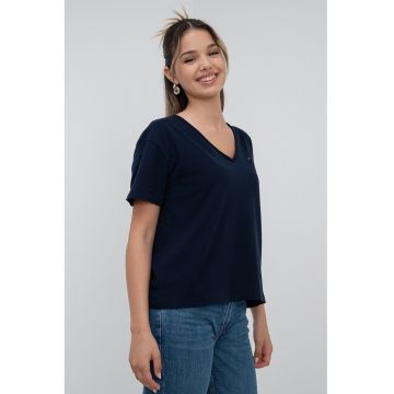 Tricou de bumbac organic cu decolteu in V