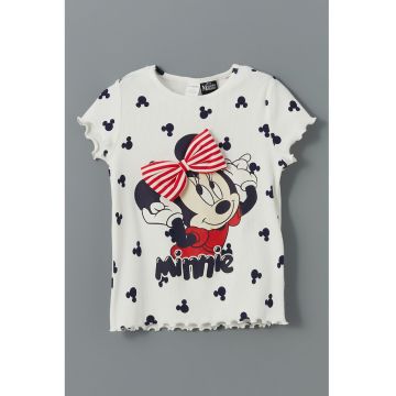 Tricou din amestec de bumbac cu decolteu la baza gatului