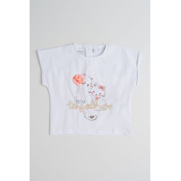 Tricou din amestec de bumbac cu model cu pisici