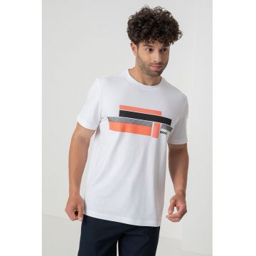 Tricou din amestec de lyocell cu decolteu la baza gatului Glamping