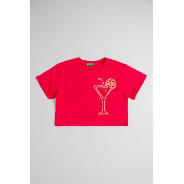 Tricou din bumbac cu broderie