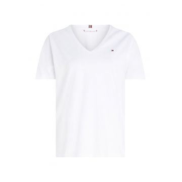 Tricou din bumbac cu decolteu in V