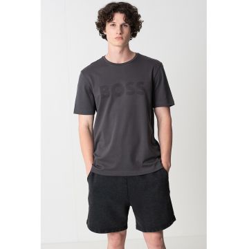 Tricou din bumbac cu decolteu la baza gatului