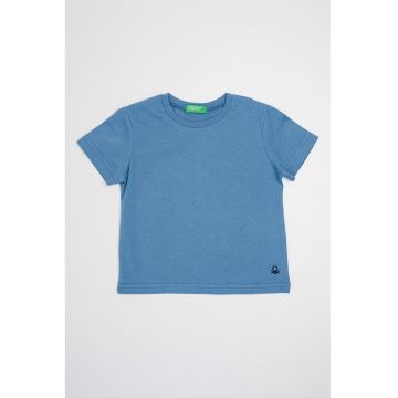 Tricou din bumbac cu decolteu la baza gatului