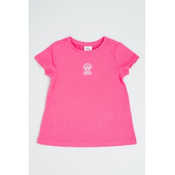 Tricou din bumbac cu decolteu la baza gatului