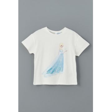 Tricou din bumbac cu decolteu la baza gatului