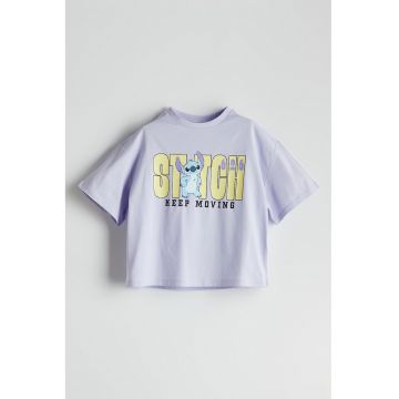 Tricou din bumbac cu imprimeu cu Stitch