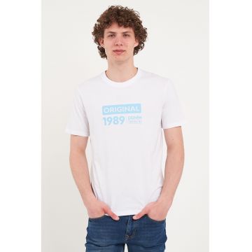 Tricou din bumbac cu imprimeu text