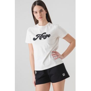 Tricou din bumbac cu logo in relief
