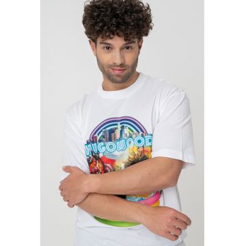 Tricou dn bumbac cu imprimeu grafic pe partea din spate