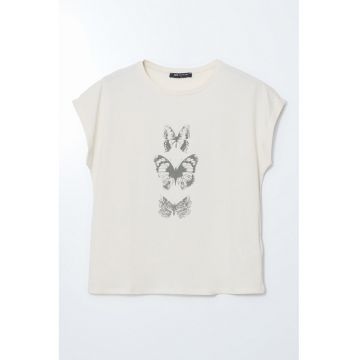 Tricou lejer cu model cu fluturi