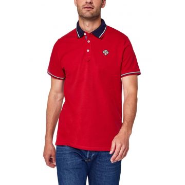Tricou polo barbatesc  bumbac - rosu - design modern - maneci scurte -