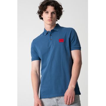 Tricou polo slim fit cu aplicatie logo Dereso