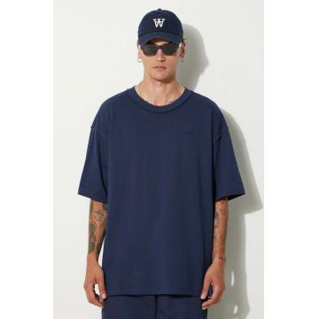 Vans tricou din bumbac Premium Classics LX barbati, culoarea albastru marin, neted, VN000GBYLKZ1