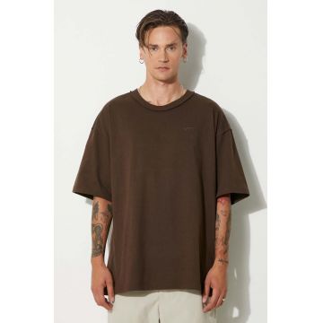 Vans tricou din bumbac Premium Classics LX barbati, culoarea maro, neted, VN000GBY3N11