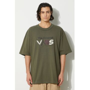 Vans tricou din bumbac Premium Classics LX Vans Clash barbati, culoarea verde, cu imprimeu, VN000HQ7KCZ1