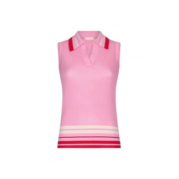 Top polo cu aspect crosetat