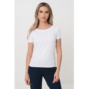 Tricou cu decolteu rotund si imprimeu logo