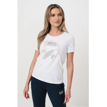Tricou cu decolteu rotund si imprimeu logo