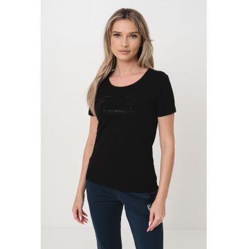 Tricou cu decolteu rotund si imprimeu logo