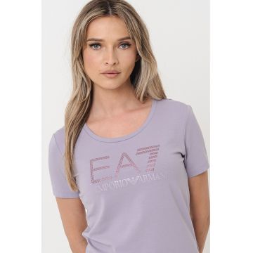 Tricou cu decolteu rotund si imprimeu logo