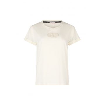 Tricou cu decolteu rotund si monograma