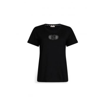 Tricou cu decolteu rotund si monograma
