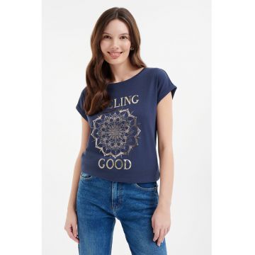 Tricou cu imprimeu metalizat
