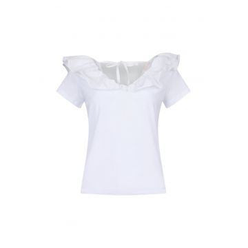 Tricou de bumbac cu aplicatii de volane