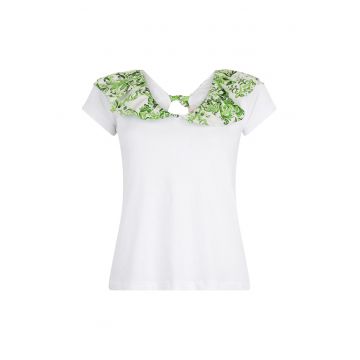 Tricou de bumbac cu aplicatii de volane
