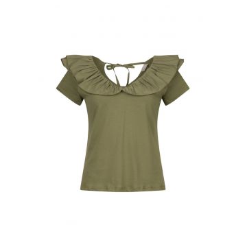Tricou de bumbac cu aplicatii de volane