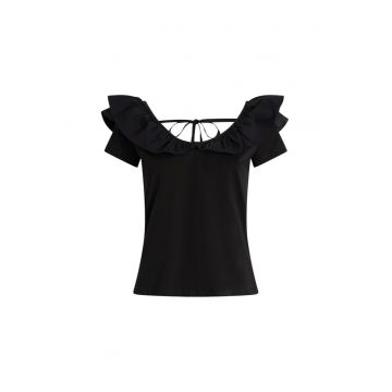 Tricou de bumbac cu aplicatii de volane