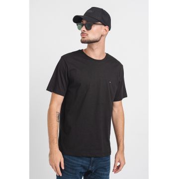Tricou de bumbac cu decolteu la baza gatului