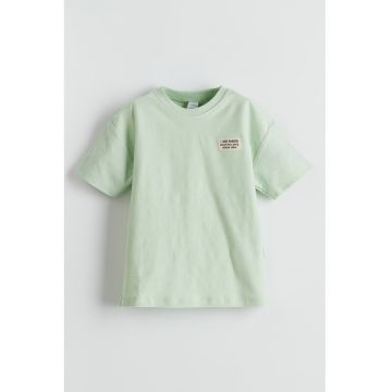 Tricou de bumbac cu decolteu la baza gatului