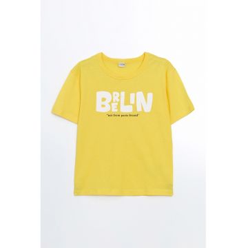 Tricou de bumbac cu imprimeu text
