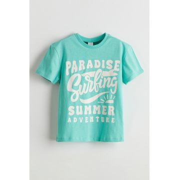 Tricou de bumbac cu imprimeu text
