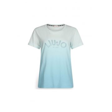 Tricou de bumbac cu logo cu strasuri