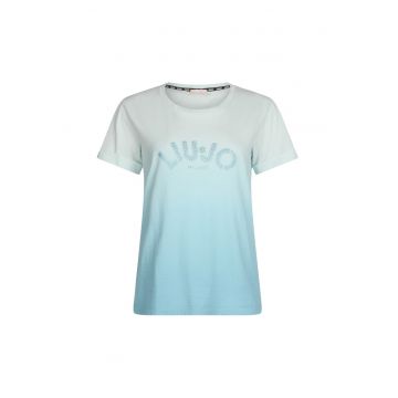 Tricou de bumbac cu logo cu strasuri
