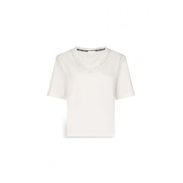 Tricou de bumbac cu logo din strasuri