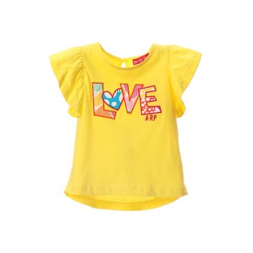 Tricou de bumbac cu maneci butterfly