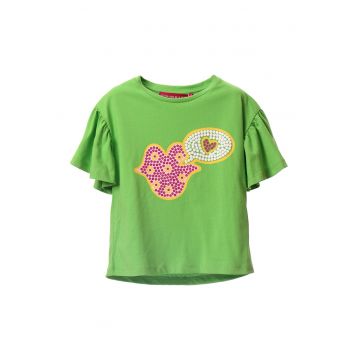 Tricou de bumbac cu maneci butterly